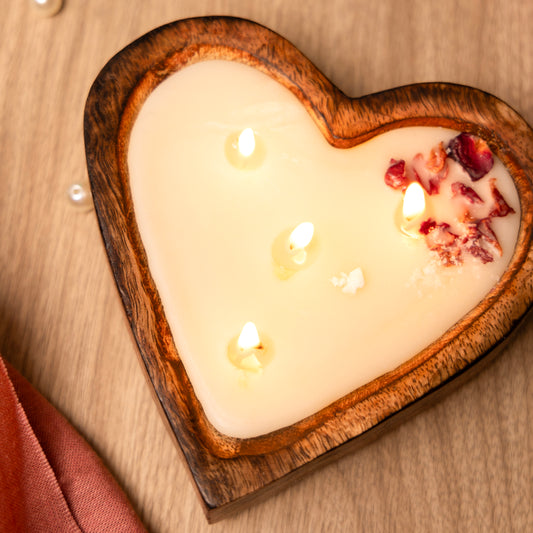 Amber Heart Candle