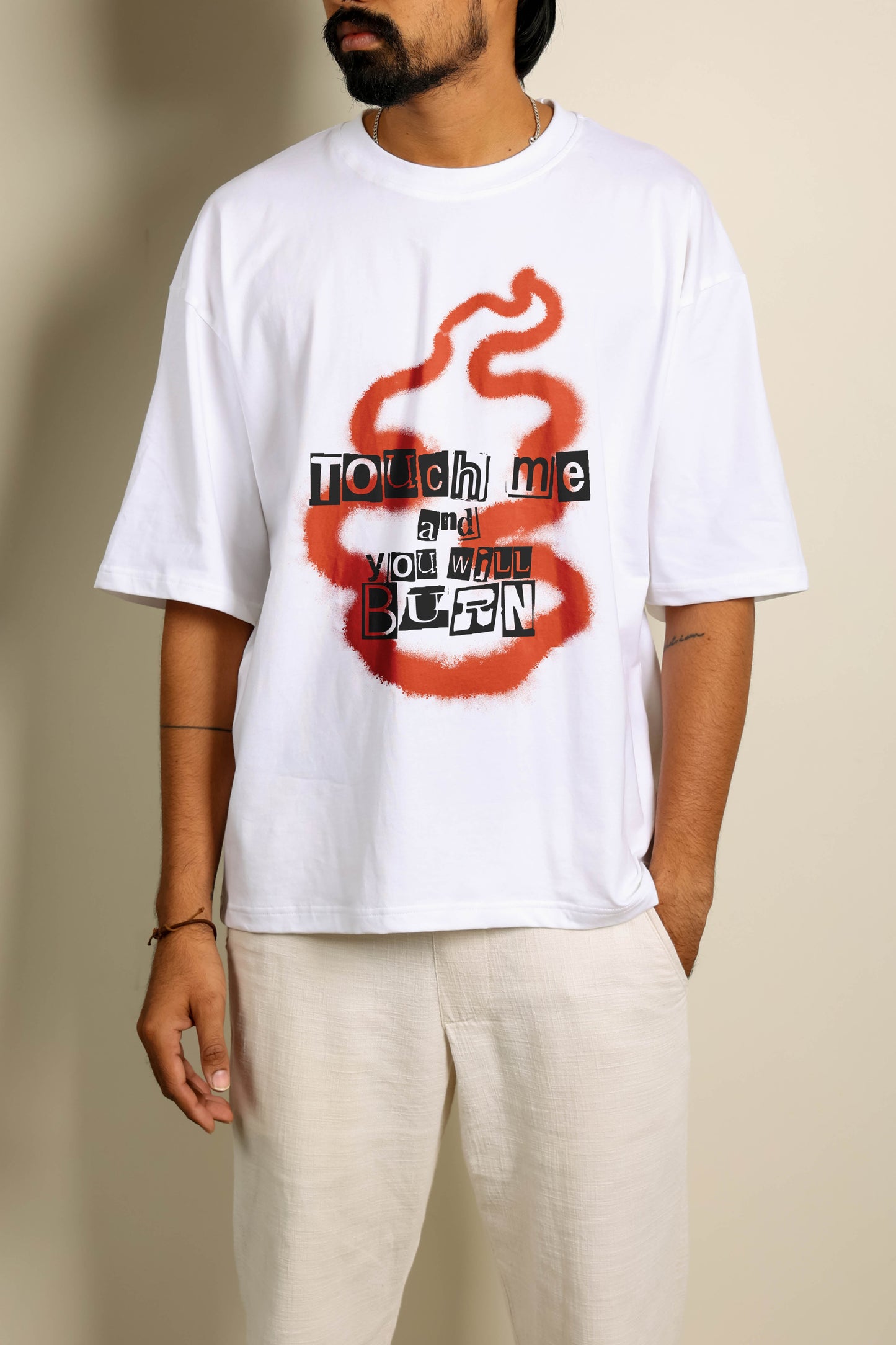 touch me and you will burn oversized unisex tshirt
