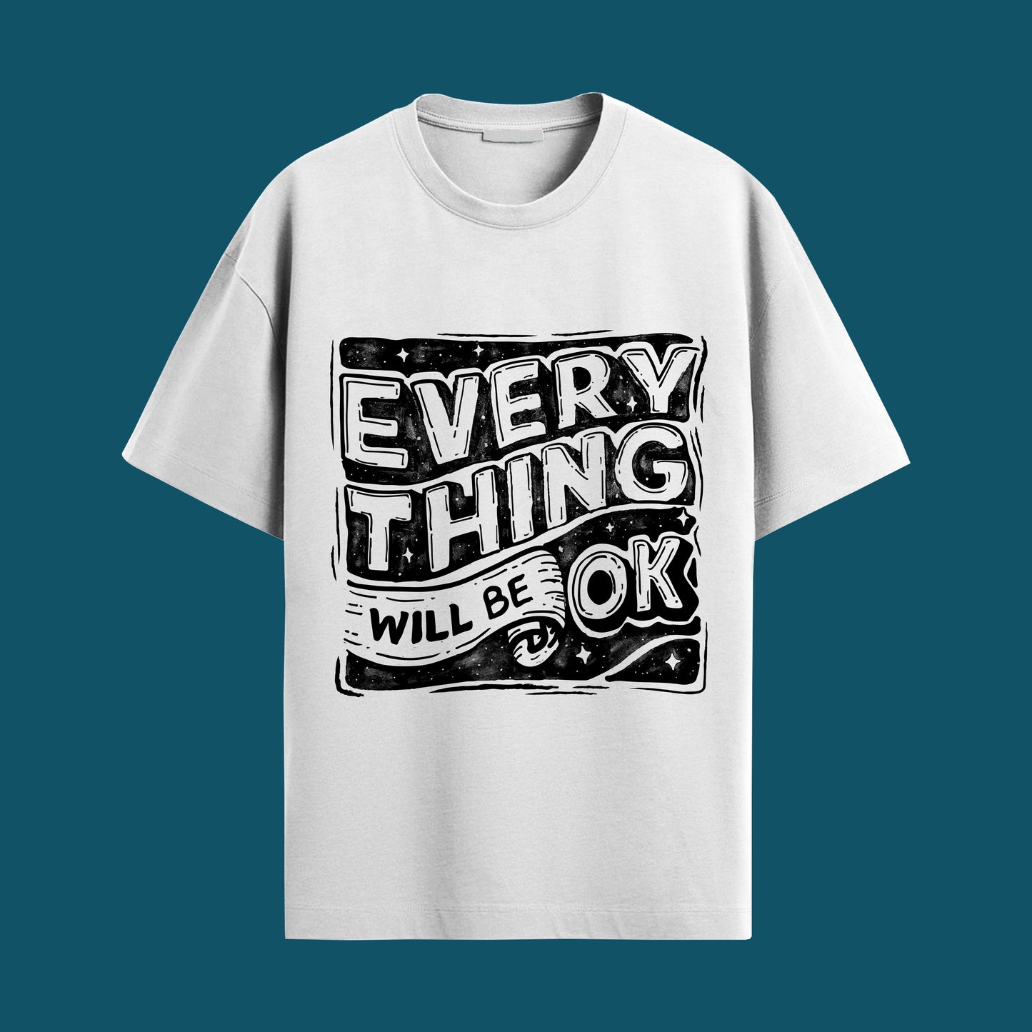 everything will be ok oversized unisex tshirt- white