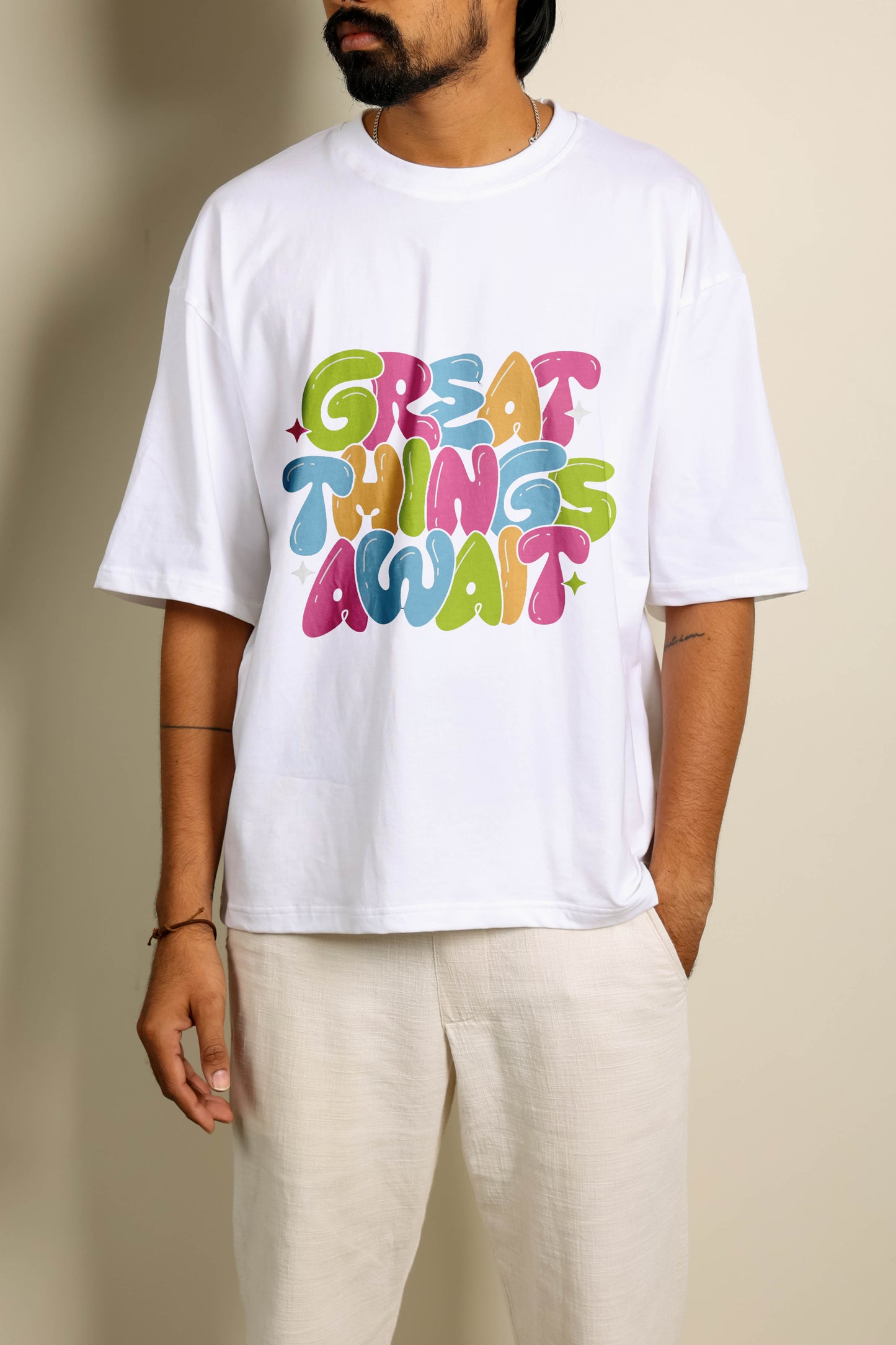 great things await oversized unisex tshirt