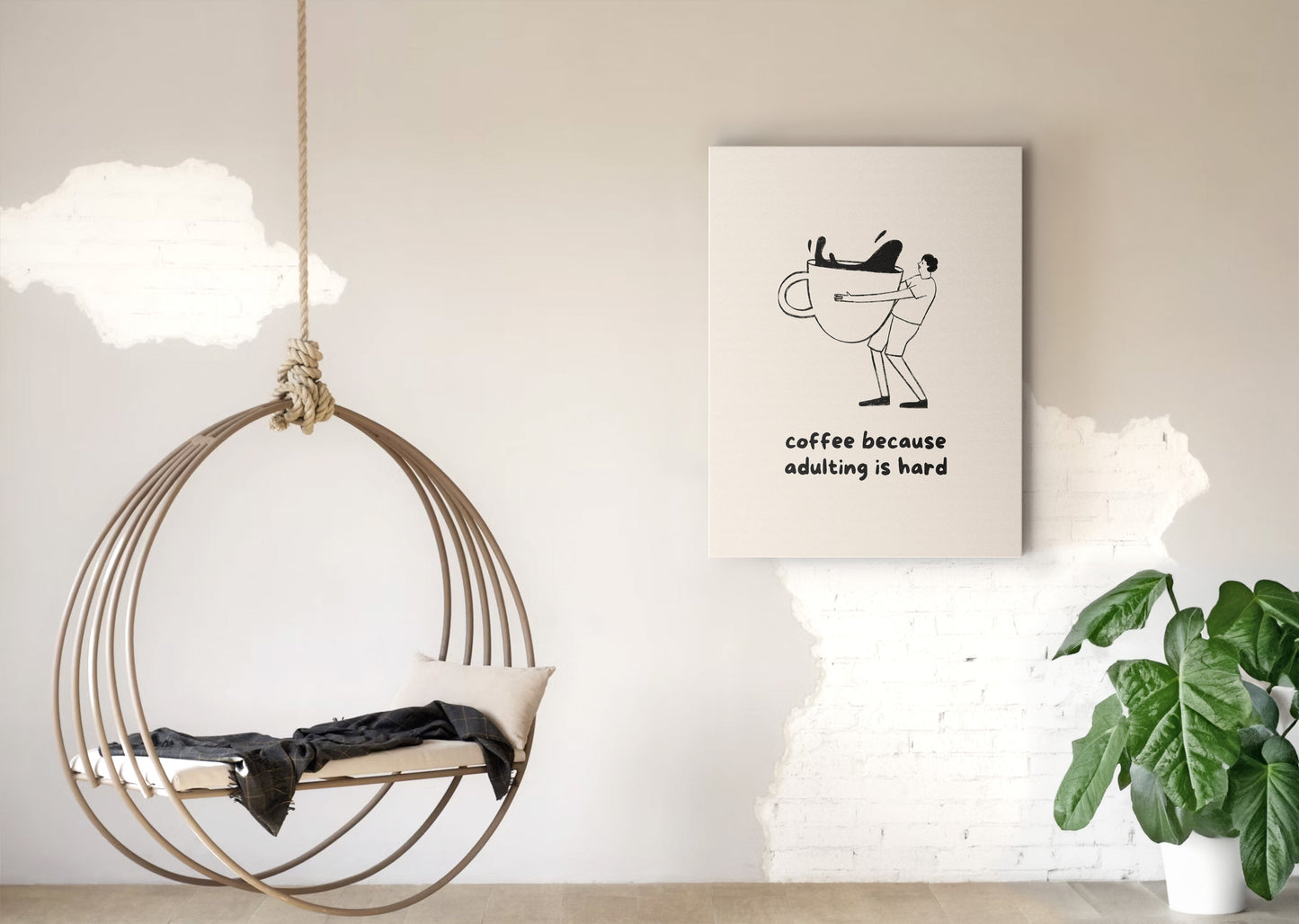 coffee because adulting is hard wall poster