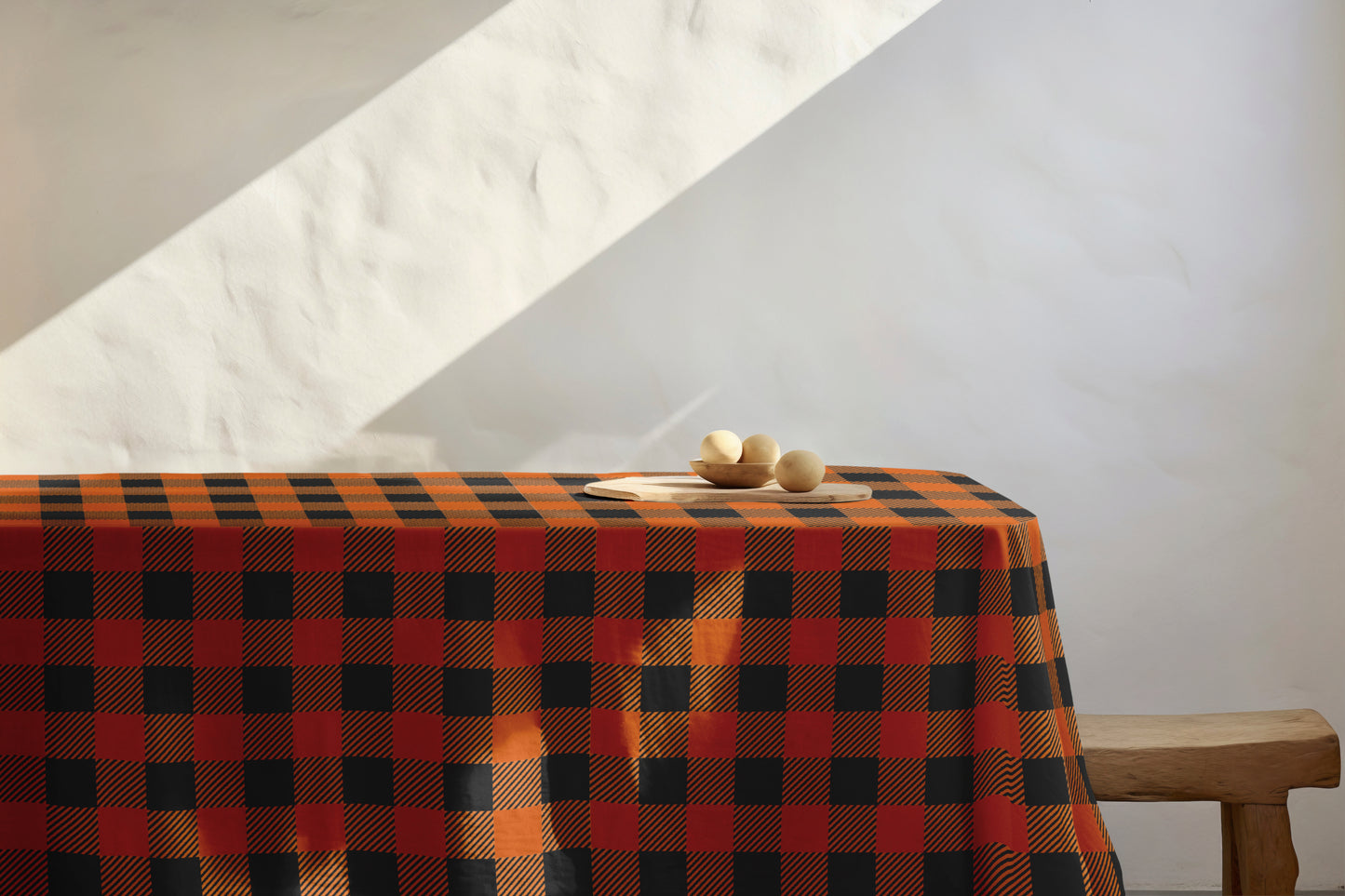 orange gingham tablecloth