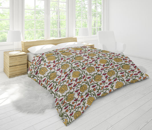 Yellow Lotus Comforter/Duvet Cover