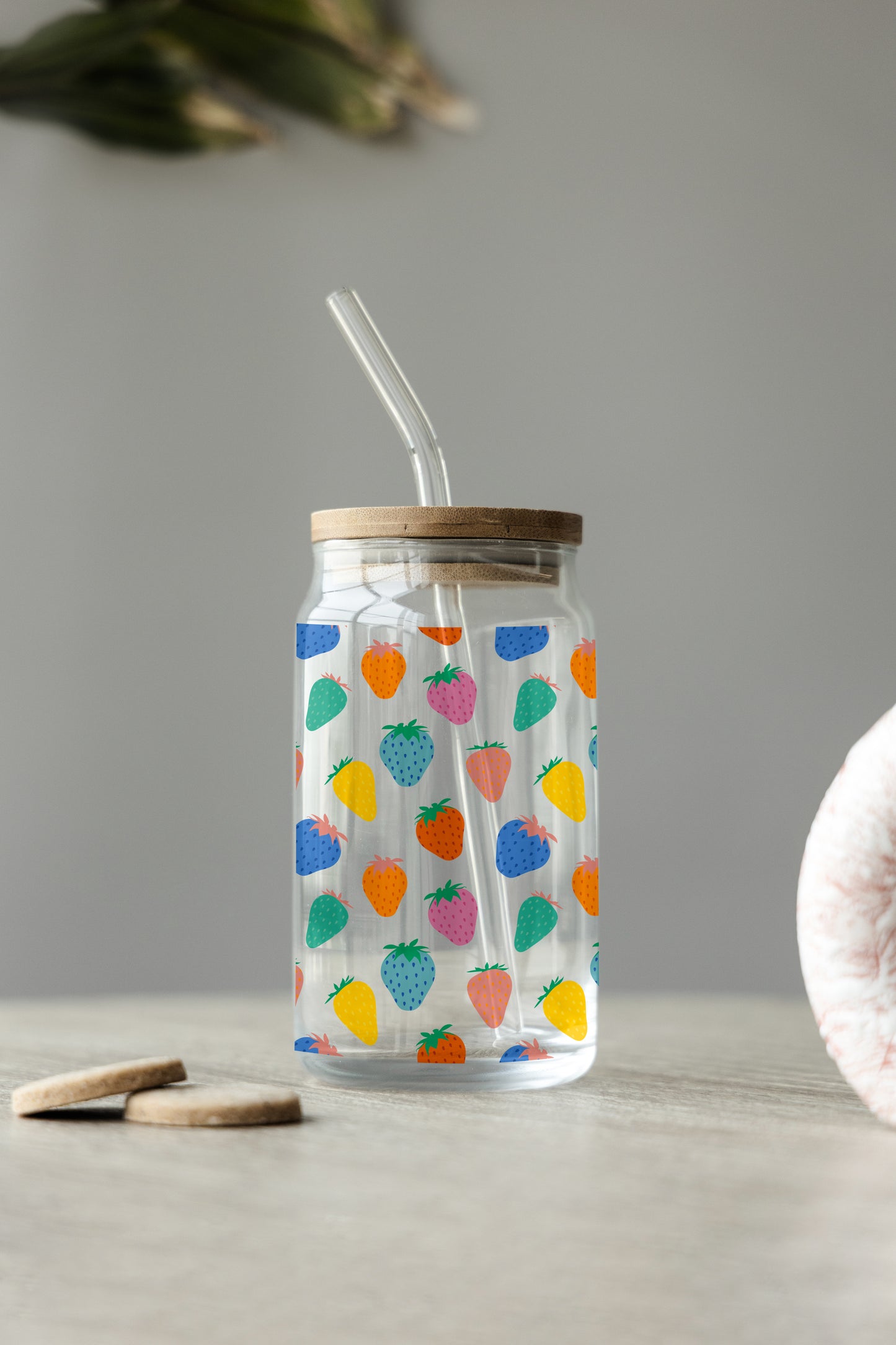 colorful strawberries crystal jar