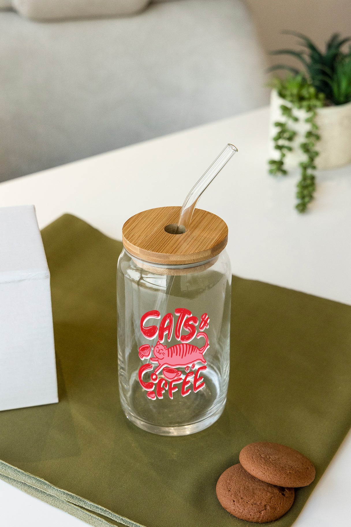Cats & Coffee Crystal Jar