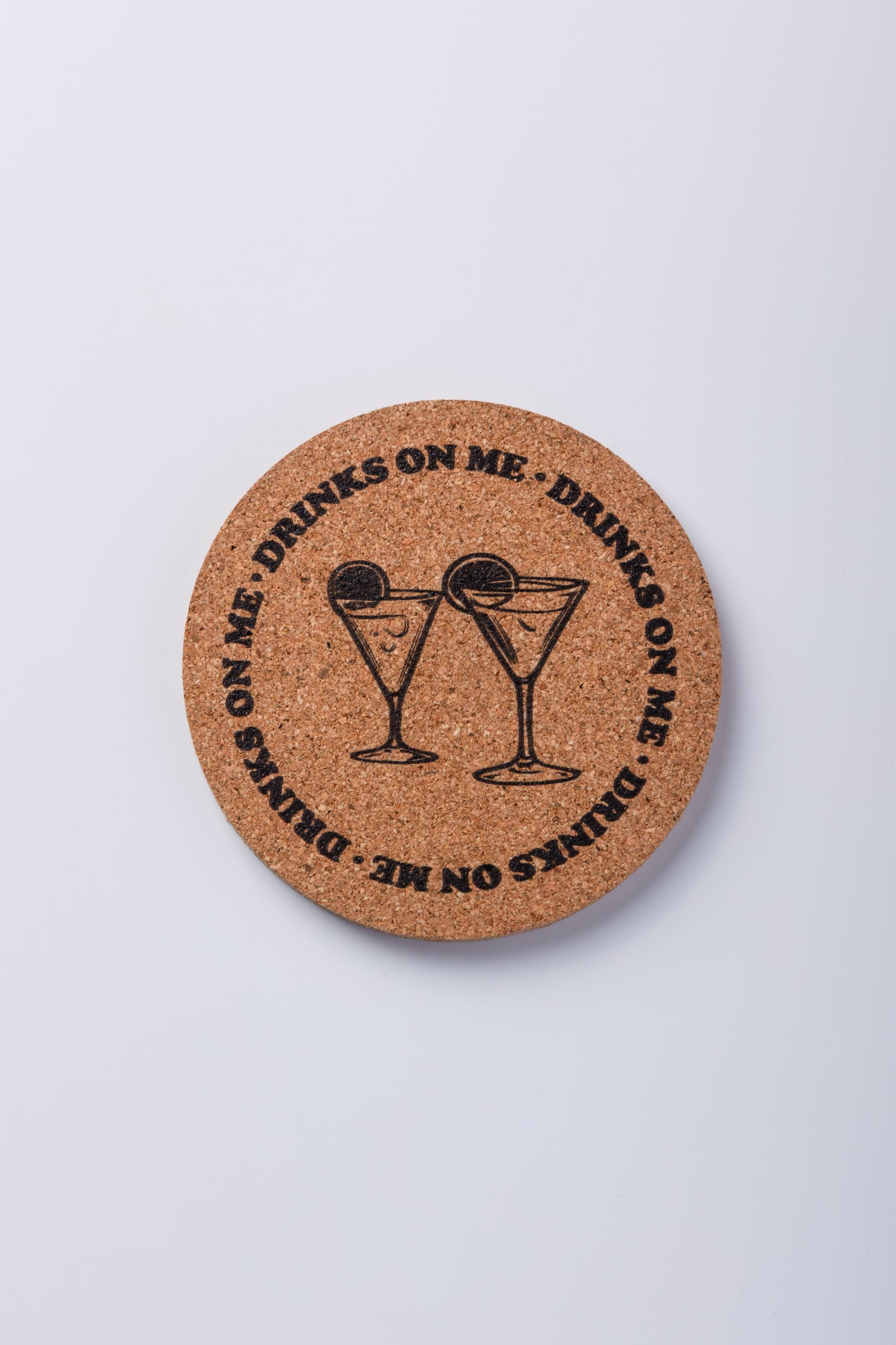 drinks on me cork sheet coasters