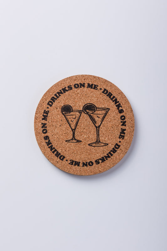 Drinks On Me Cork Sheet Coasters