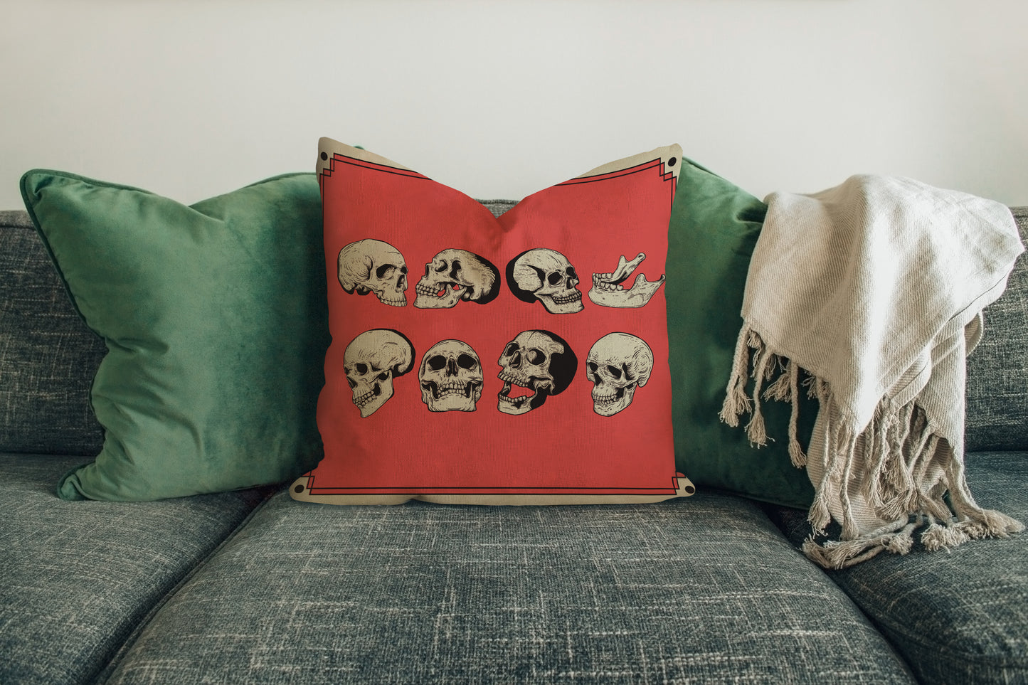 skulls and bones cushion cover
