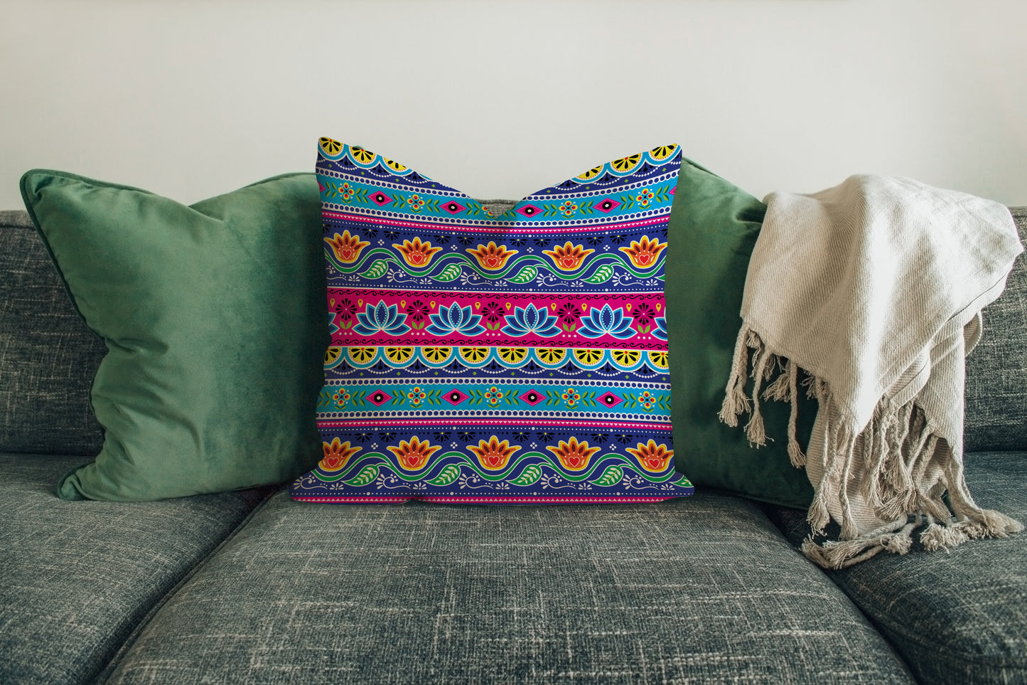 colorful lotus cushion cover