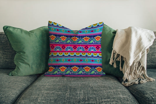 Colorful Lotus Cushion Cover