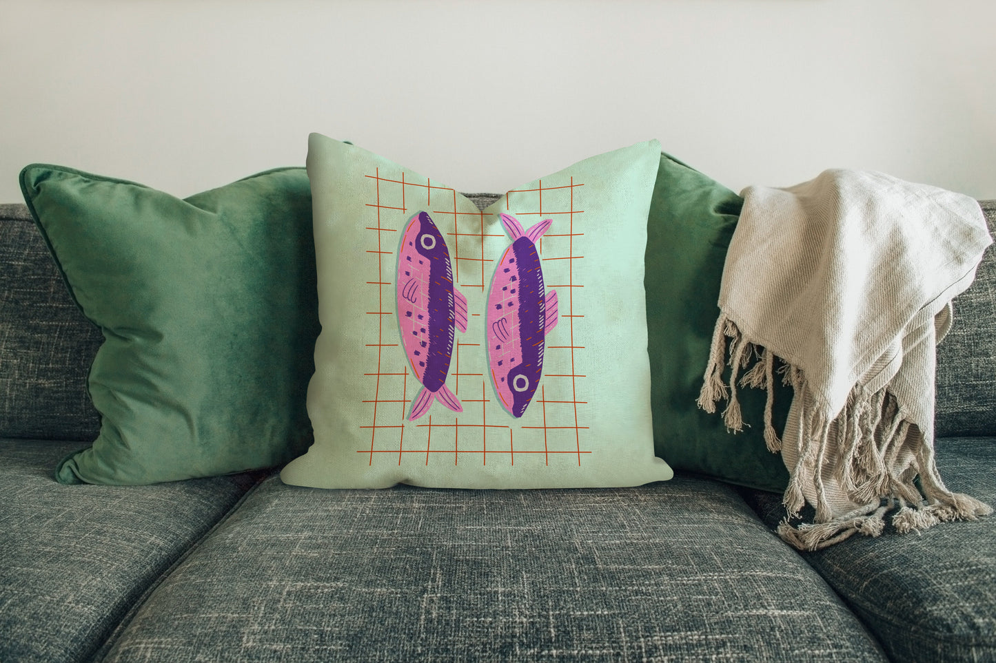 fish cushion cover