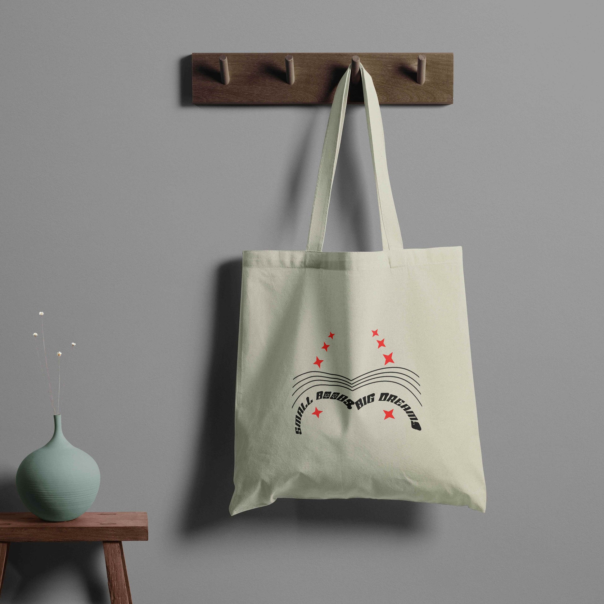 Small Boobs Big Dreams Trendy Tote - Beige