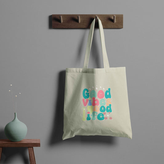Good Vibes Trendy Tote - Beige