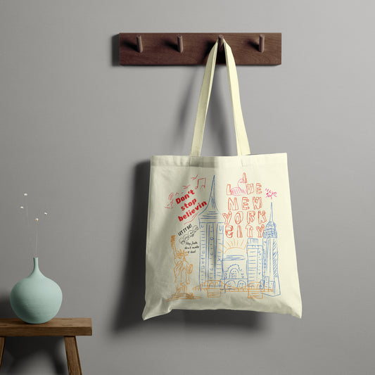 New York Trendy Tote - Beige