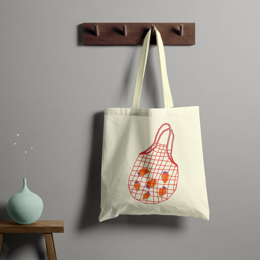 Strawberry Bag Trendy Tote - Beige