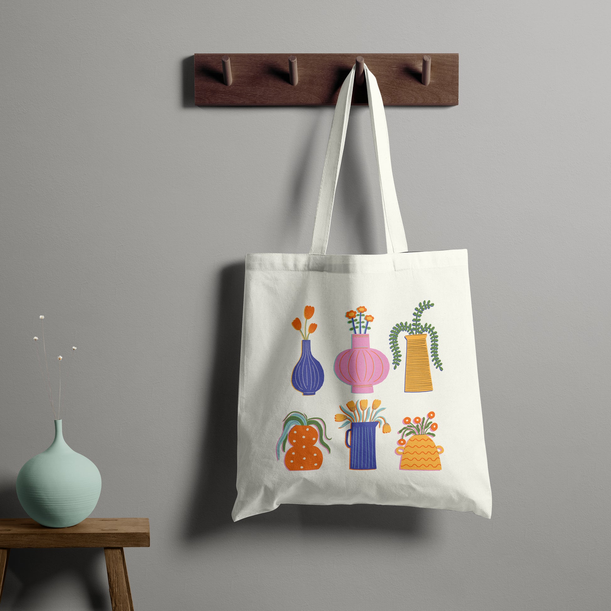 Flower Pots Trendy Tote - White