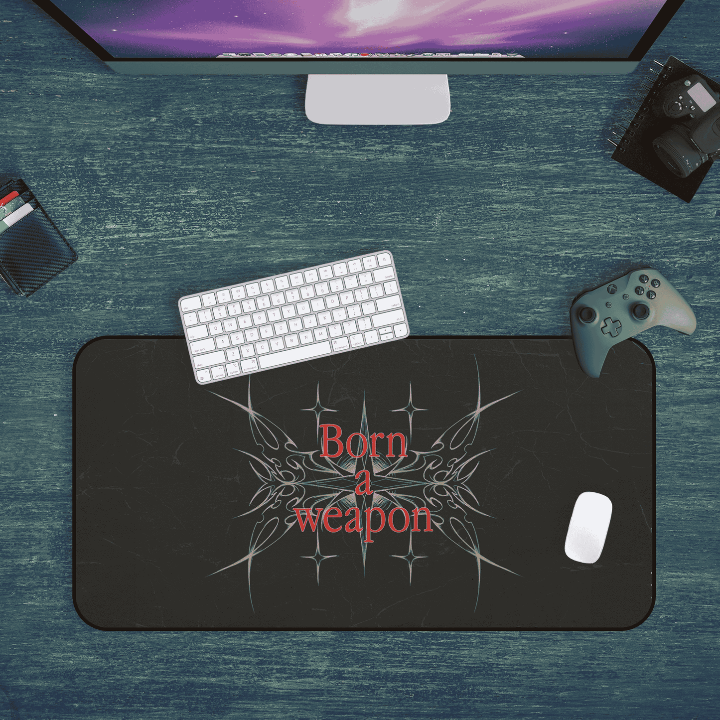 born a weapon desk mat
